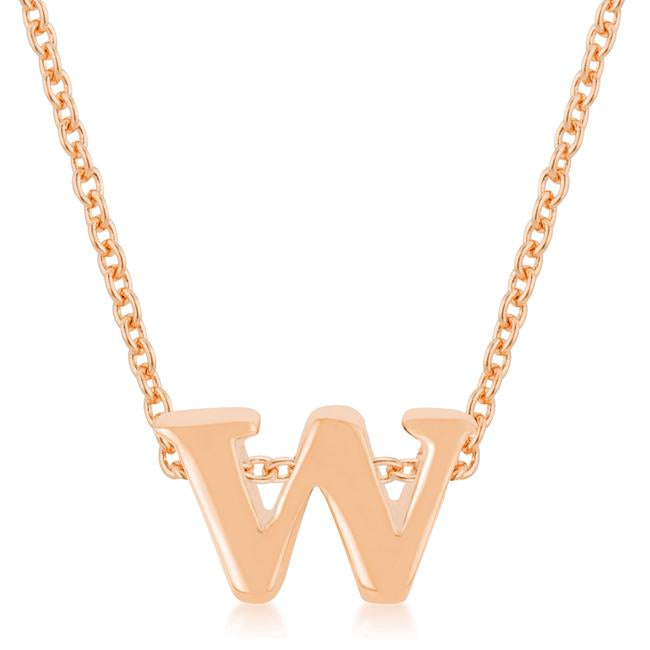 Rose Gold Finish Initial W Pendant