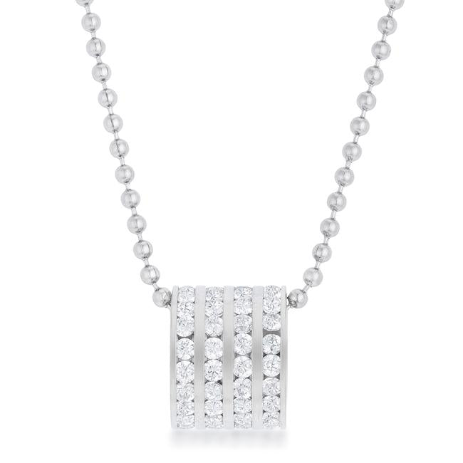 Dreya 1.1ct CZ Rhodium Stainless Steel Necklace