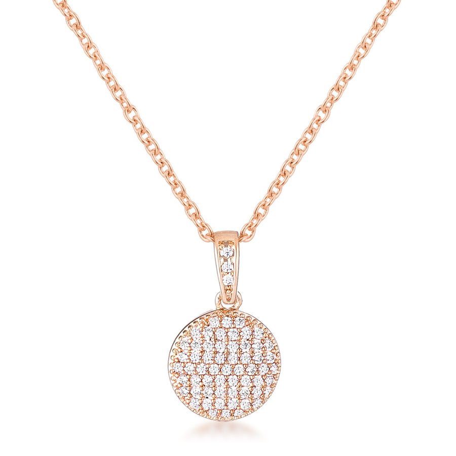 Rose Gold Plated Necklace with CZ Disk Pendant