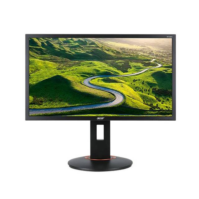 Acer XF240H bmjdpr 24 inch Widescreen 100,000,000:1 1ms DVI/HDMI/DisplayPort LED LCD Monitor, w/ Speakers (Black w/ Red Accent)