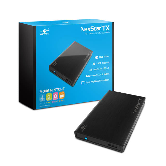 Vantec NexStar TX NST-228S3-BK 2.5 inch SATA3 to USB 3.0 External Hard Drive Enclosure (Black)