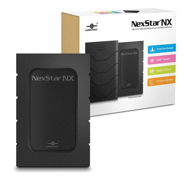 Vantec NexStar NX NST-239S3B-BK 2.5 inch SATA to USB 3.0 Enclosure for 7mm & 9.5mm SSD and HDD w/ Protective Bumper (Black)