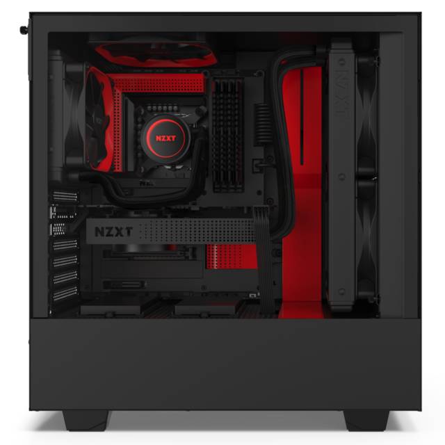 NZXT CA-H510B-BR Compact Mid-Tower Case with Tempered Glass (MATTE BLACK/RED)