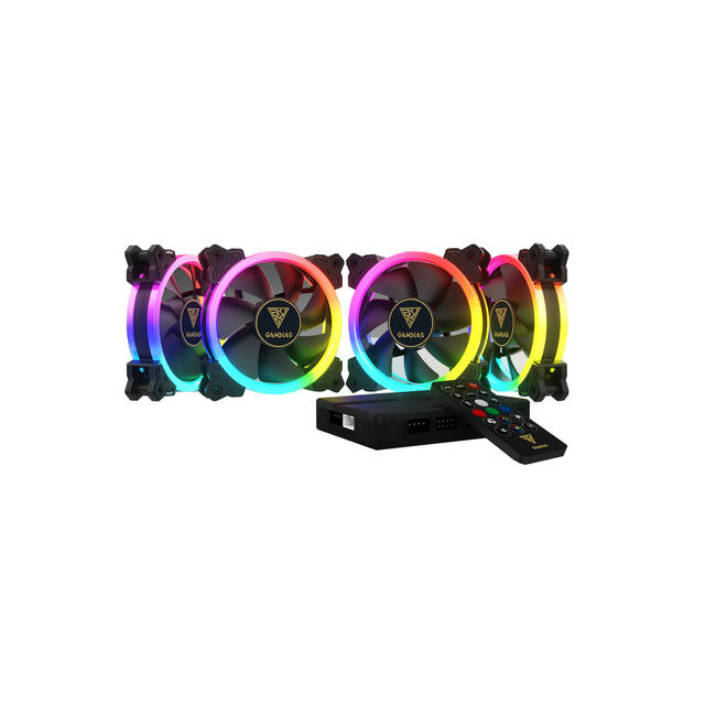 Gamdias AEOLUS M1-1204R RGB Case Fan with Remote controller and AEOLUS Box II (4 Pack)