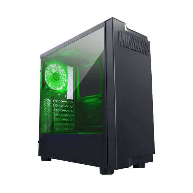 Apevia X-INFINITY-GN No Power Supply ATX Mid Tower w/ Side Window (Black/Green)