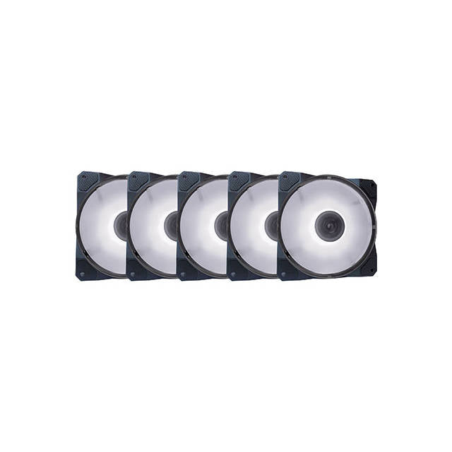 Apevia CO512L-WH 120mm Cosmos White LED Case Fan w/ Anti-Vibration Rubber Pads (5-pk)