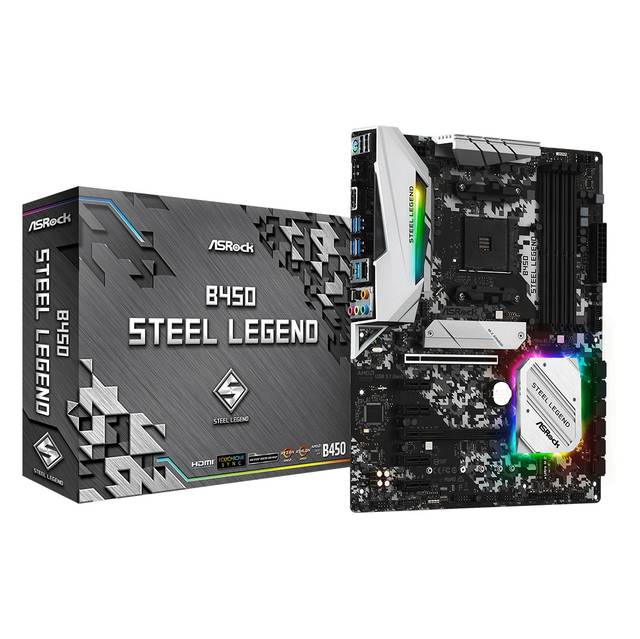 ASRock B450 STEEL LEGEND Socket AM4/ AMD Promontory B450/ DDR4/ Quad CrossFireX/ SATA3&USB3.1/ M.2/ A&GbE/ ATX Motherboard