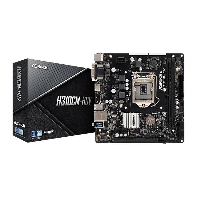 ASRock H310CM-HDV LGA1151/ Intel H310/ DDR4/ SATA3&USB3.1/ A&GbE/ MicroATX Motherboard