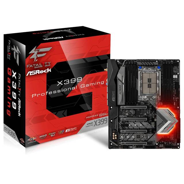 ASRock X399 PROFESSIONAL GAMING Socket TR4/ AMD X399/ DDR4/ Quad CrossFireX & Quad SLI/ SATA3&USB3.1/ M.2&U.2/ WiFi/ A&3GbE/ ATX Motherboard