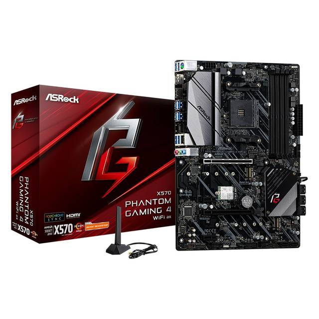 ASRock X570 PHANTOM GAMING 4 WIFI AX Socket AM4/ AMD X570/ DDR4/ PCIE 4.0/ SATA3&USB3.2/ M.2/ A&GbE/ WIFI&BT/ HDMI/ DP ATX Motherboard