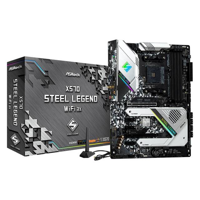 ASRock X570 STEEL LEGEND WIFI AX Socket AM4/ AMD X570/ DDR4/ PCIE 4.0/ SATA3&USB3.2/ M.2/ A&GbE/ WIFI&BT/ HDMI/ DP/ ATX Motherboard