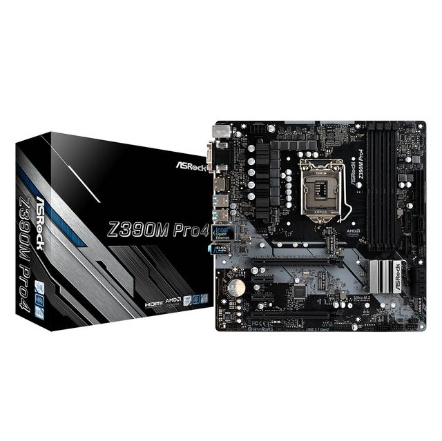 ASRock Z390M PRO4 LGA1151/ Intel Z390/ DDR4/ Quad CrossFireX/ SATA3&USB3.1/ M.2/ A&GbE/ MicroATX Motherboard