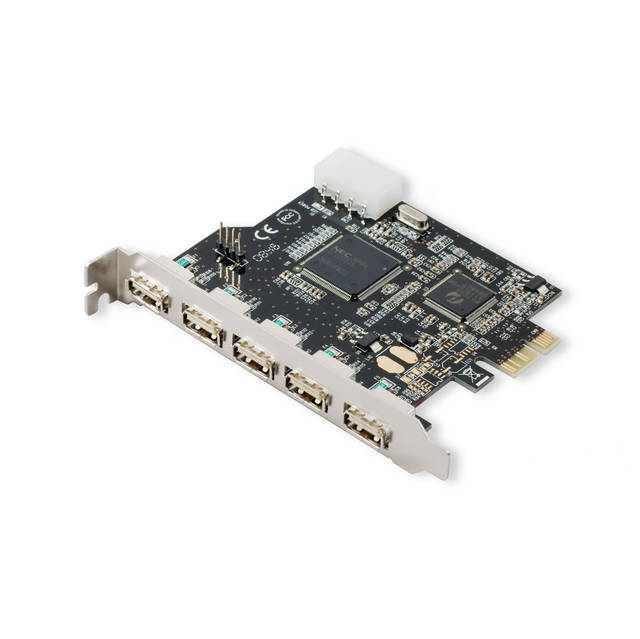 SYBA SD-PEX20019 USB 2.0 5-Port PCI-Express Card w/ Molex Power Connector, NEC Chipset