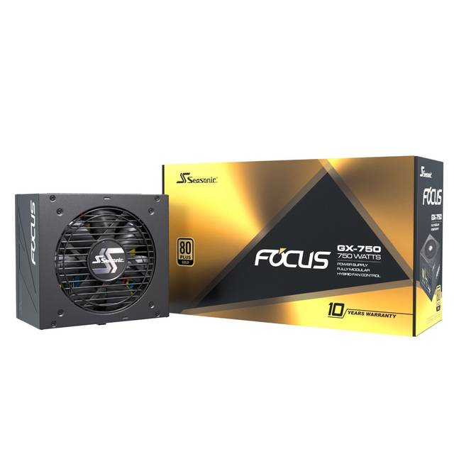 Seasonic FOCUS GX-750, 750W 80+ Gold, Full-Modular, Fan Control in Fanless, Silent, and Cooling Mode, 10 Year Warranty, Perfect Power Supply for Gami