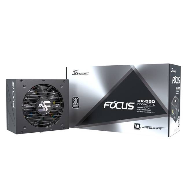 Seasonic FOCUS PX-550, 550W 80+ Platinum Full-Modular, Fan Control in Fanless, Silent, and Cooling Mode, 10 Year Warranty, Perfect Power Supply for G