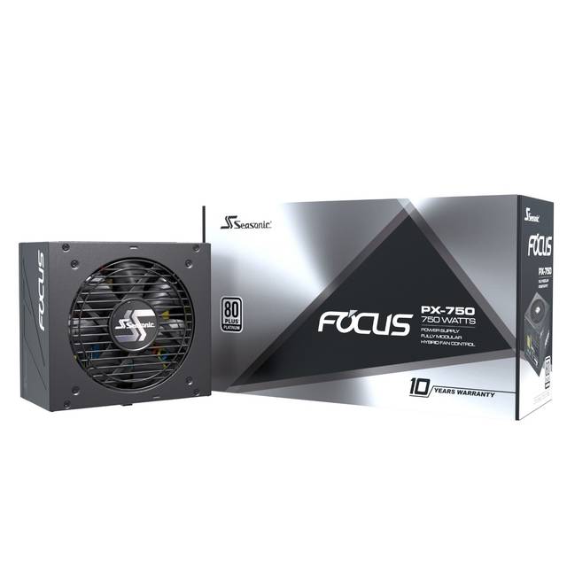 Seasonic FOCUS PX-750, 750W 80+ Platinum Full-Modular, Fan Control in Fanless, Silent, and Cooling Mode, 10 Year Warranty, Perfect Power Supply for G