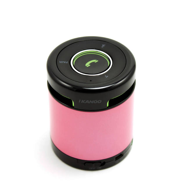 iKANOO BT012 Wireless Bluetooth/Wired 3.5mm Portable Speaker w/ Microphone & Volume Control (Pink)