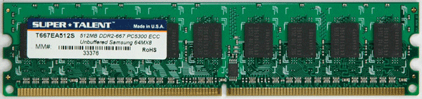 Super Talent DDR2-667 512MB/64x8 ECC Samsung Chip Server Memory