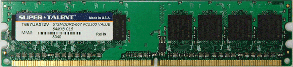 Super Talent DDR2-667 512MB/64x8 Memory