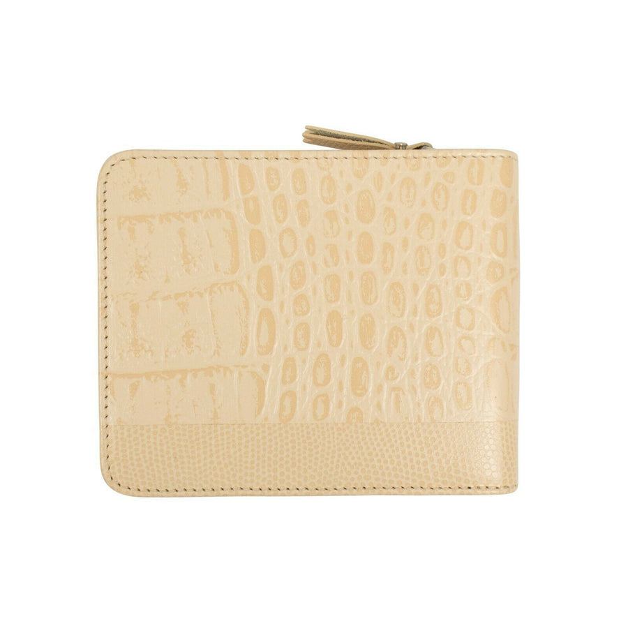 Reptile Leather Patchwork Cardholder Wallet - Beige