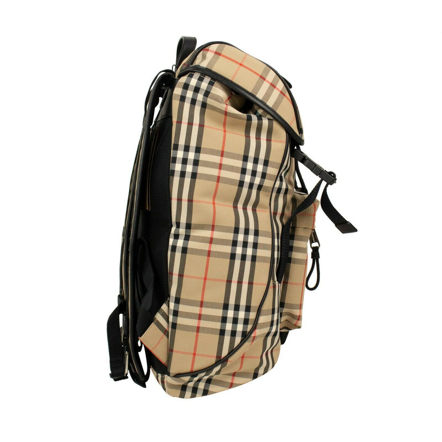 Vintage Check Beige Burberry Logo Detail Backpack