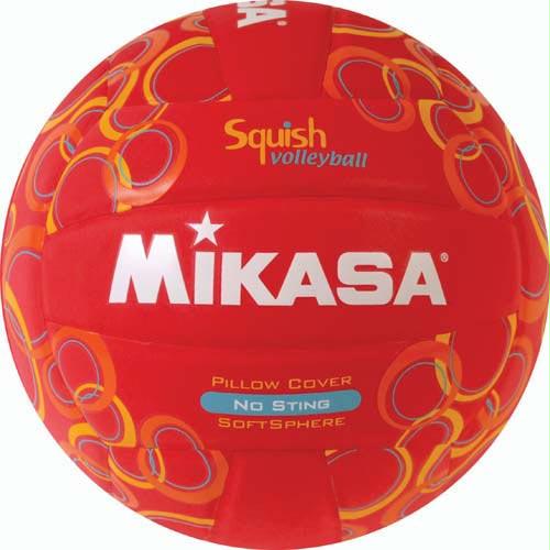 Mikasa No-Sting Squish Volleyball - Swirls/Red