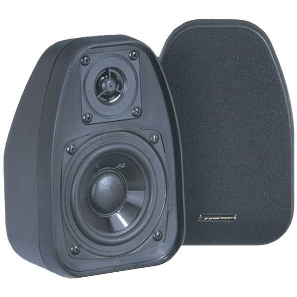 125-Watt 2-Way 3.5-Inch Speakers with Keyholes for Versatile Mounting (Black)