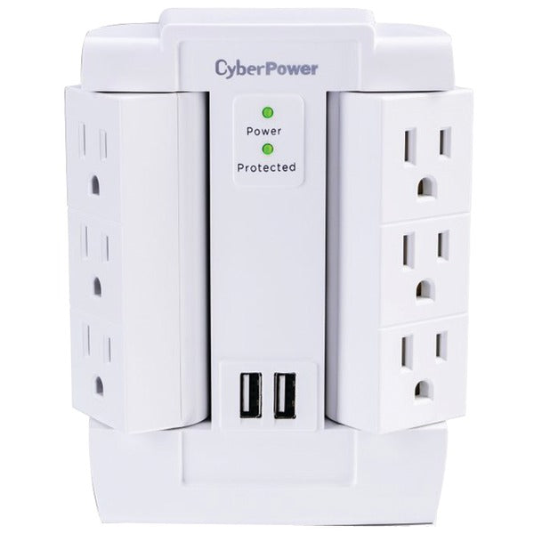 6-Outlet Swivel Professional Surge Protector Wall Tap with 2 USB Ports