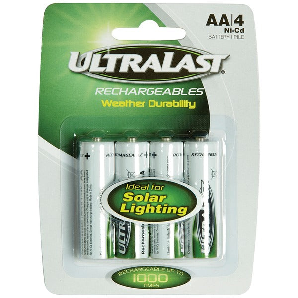 ULN4AASL AA Rechargeable NiCd Batteries for Solar Lights, 4 pk