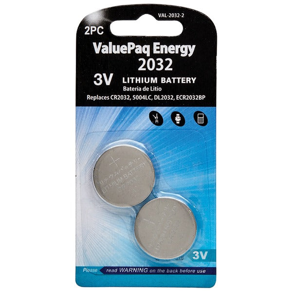 ValuePaq Energy 2032 Lithium Coin Cell Batteries, 2 pk