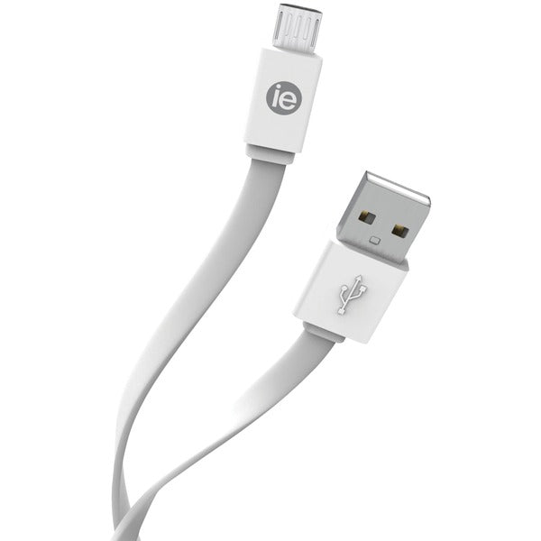 Charge & Sync Flat Micro USB to USB-A Cable, 4ft (White)