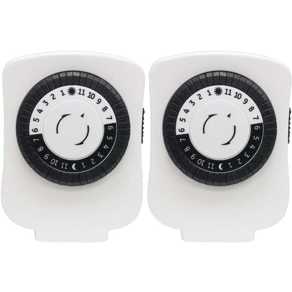 24-Hour Polarized Plug-in Mechanical Timer with 48 On/off & 1 Outlet, 2 pk