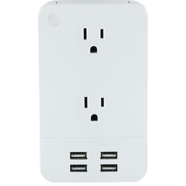 2-Outlet Surge-Protector Wall Tap with 4 USB Ports