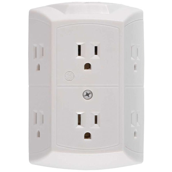 6-Outlet Grounded Wall Tap with Transformer/Resettable Circuit