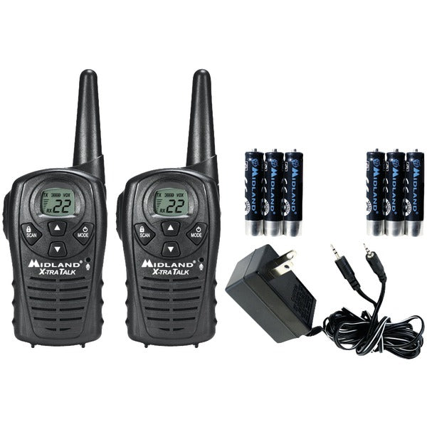 18-Mile GMRS Radio Pair Value Pack with Charger & Rechargeable Batteries