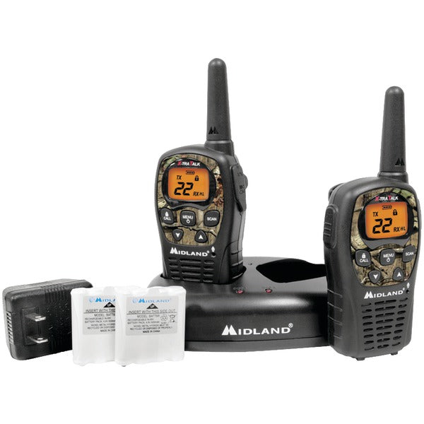 24-Mile Camo GMRS Radio Pair Value Pack with Drop-in Charger & Rechargeable Batteries