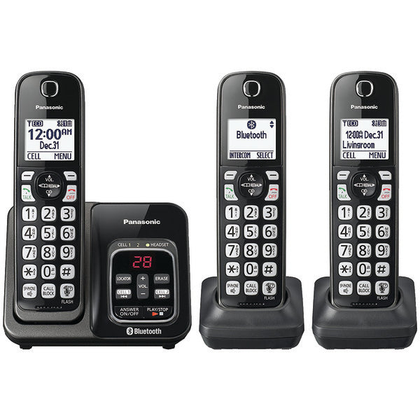 Link2Cell(R) Bluetooth(R) Cordless Phone with Voice Assist & Answering Machine (3 Handsets)