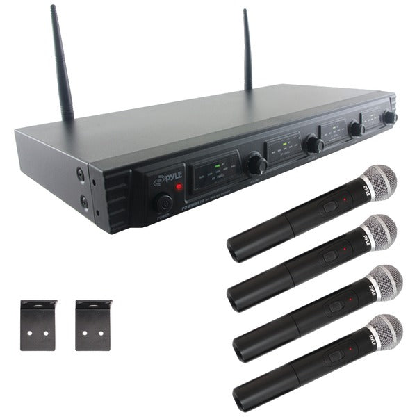 UHF Quad-Channel Fixed-Frequency Wireless Microphone System (4 handheld microphones)