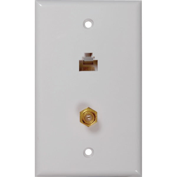 CAT-5E/6 F & Coaxial Connector Wall Plate