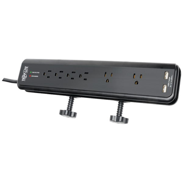 6-Outlet Surge Protector with Clamps & 2 USB Ports