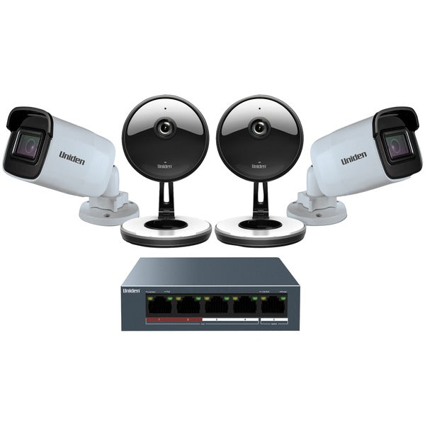 4-Camera 1080p Indoor/Outdoor Security Cloud System with 5-Port PoE Switch