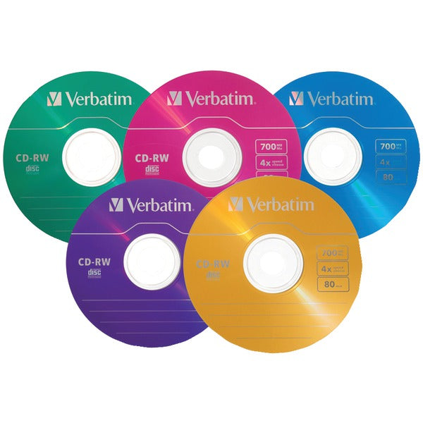 80-Minute/700MB 4x CD-RWs, Multicolored 20 pk with Slim Cases