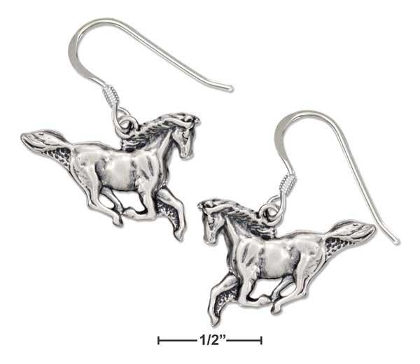 Sterling Silver Small Wild Stallion Horse Earrings