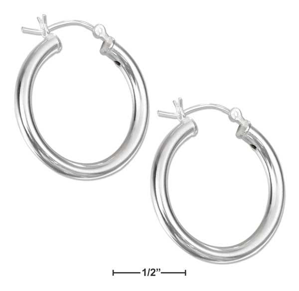 Sterling Silver 25mm Tubular Hoop Earrings With French Locks