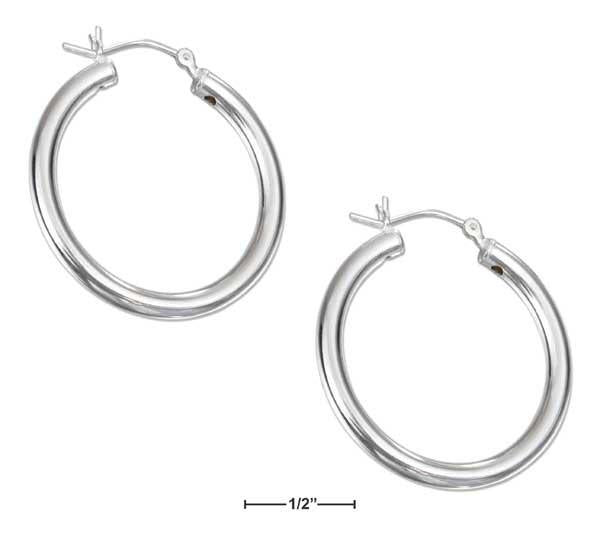 Sterling Silver 30mm Tubular Hoop Earrings With French Locks