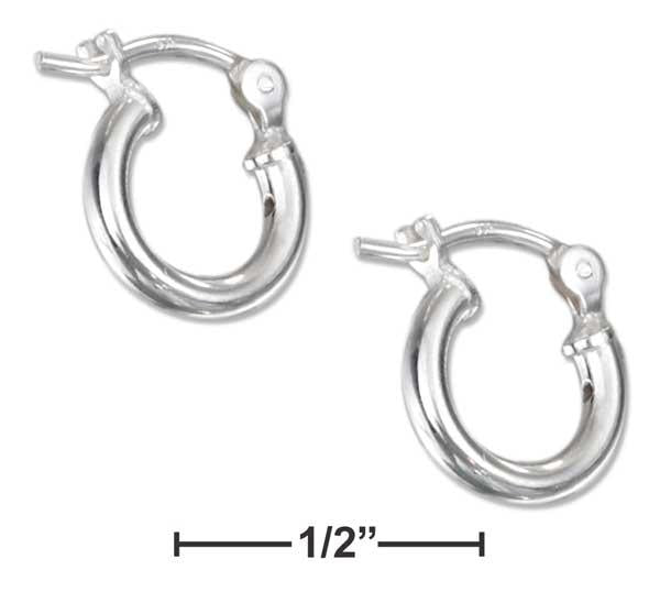 Sterling Silver 10mm Tubular Hoop Earrings With French Locks