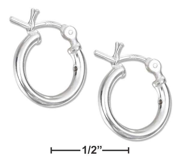 Sterling Silver 12mm Tubular Hoop Earrings With French Locks