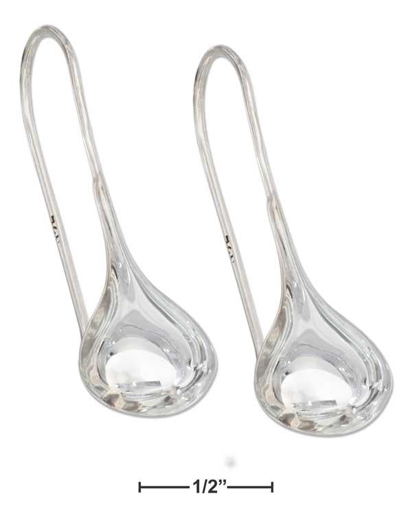 Sterling Silver High Polished Medium Teardrop Earrings On Wires