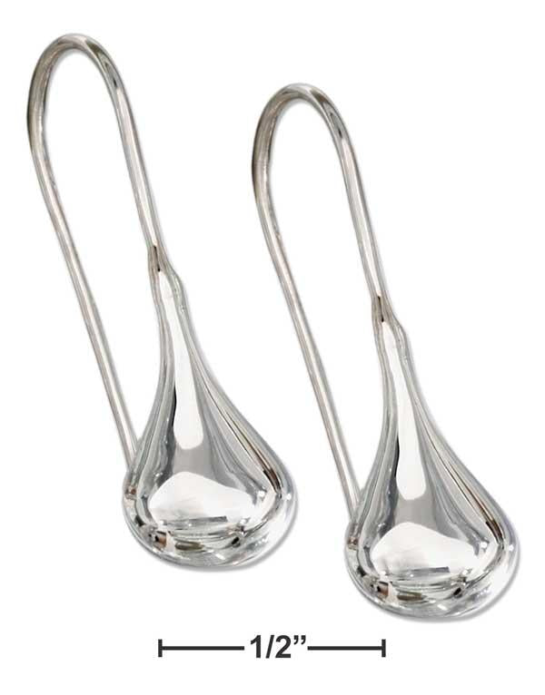 Sterling Silver Small High Polished Teardrop Earrings On Wires