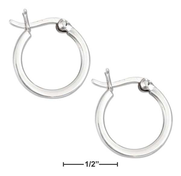 Sterling Silver 16mm Squared Tubular Hoop Earrings With French Locks